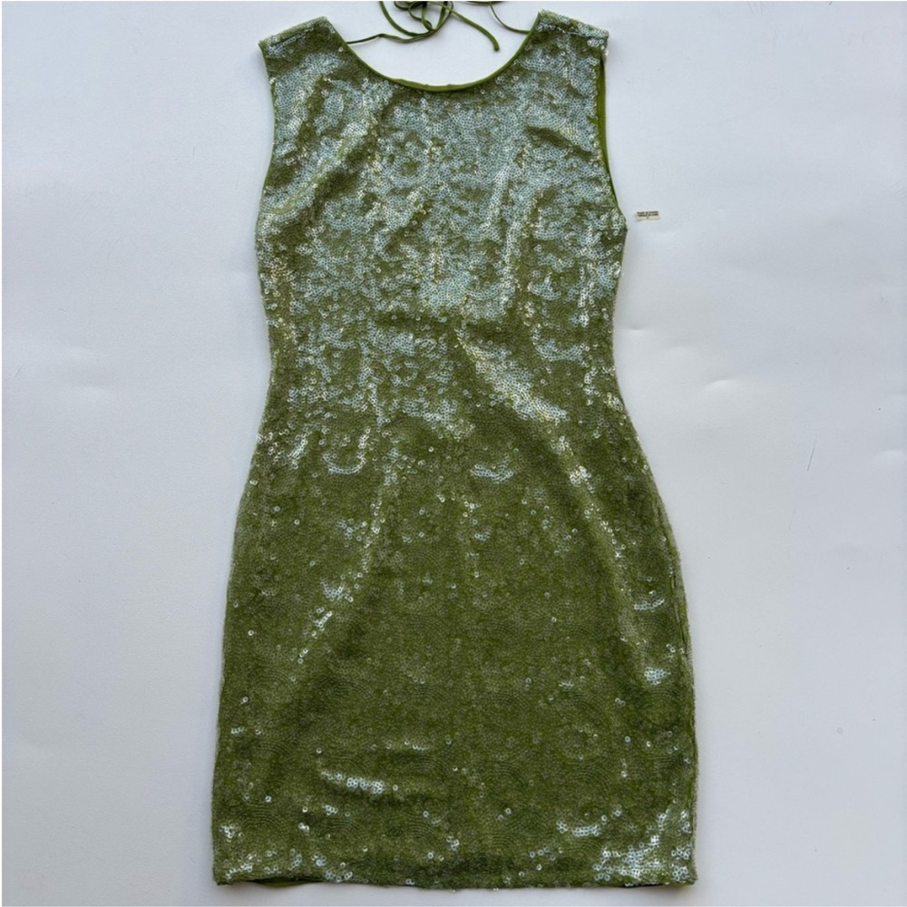 Alice + Olivia Green Sequin Mini Dress - Picture 2 of 10